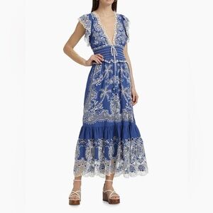 FARM Rio Women's Romantic Richelieu LENZING ECOVERO Maxi Dress. NWT size S